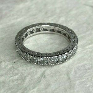 SW 925 Sterling Silver CZ Cubic Zirconia Channel Set Eternity Band Ring Size 8